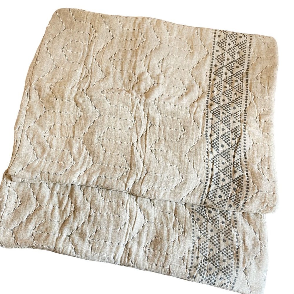 C Studio Home Embroidered Cotton Bohemian Quilted Standard Pillow Sham Set of 2
